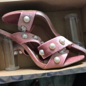 Pink pump sandals